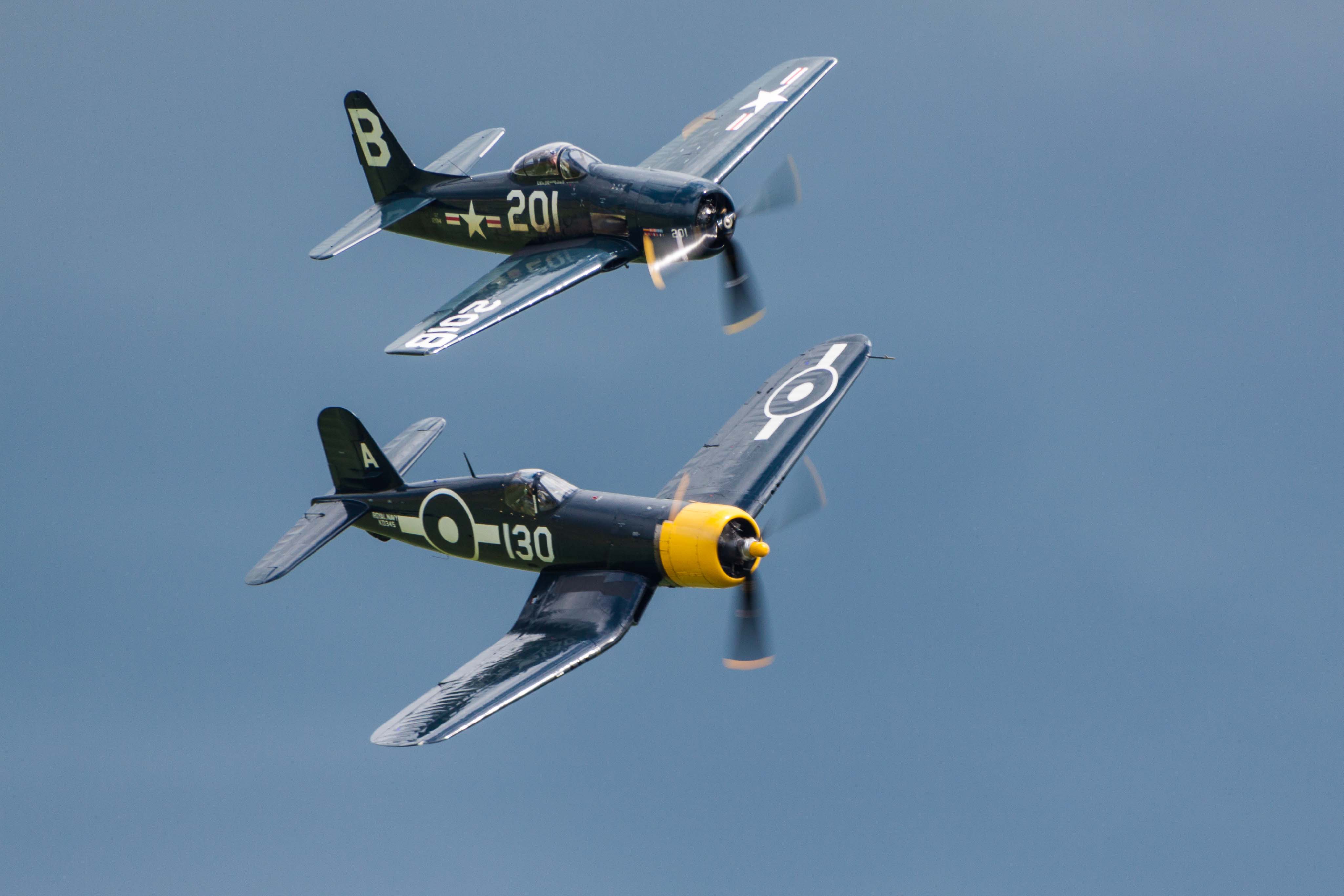 Grumman F8F-2P Bearcat  (top) & Chance Vought FG-1D Corsair, The Fighter Collection